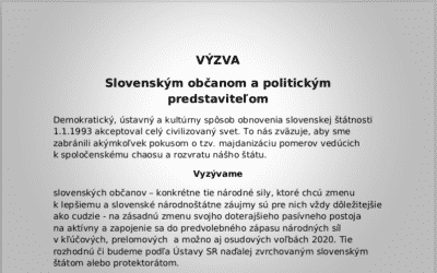 Výzva občianskej iniciatívy „Za slovenské slobodné a zvrchované Slovensko“