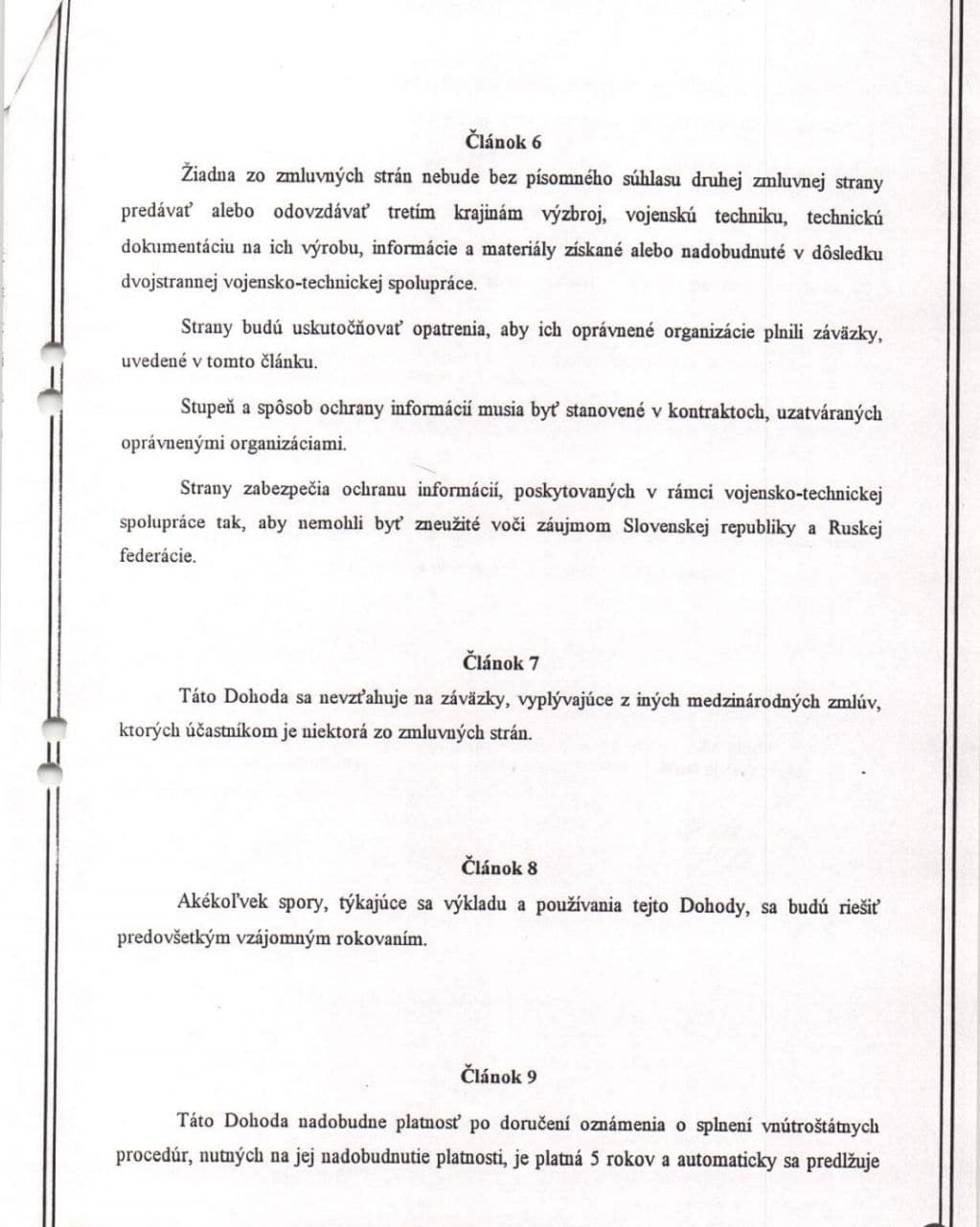 Kópia zmluvy o vojensko-technickej spolupráci medzi SR a Ruskom z roku 1997 3